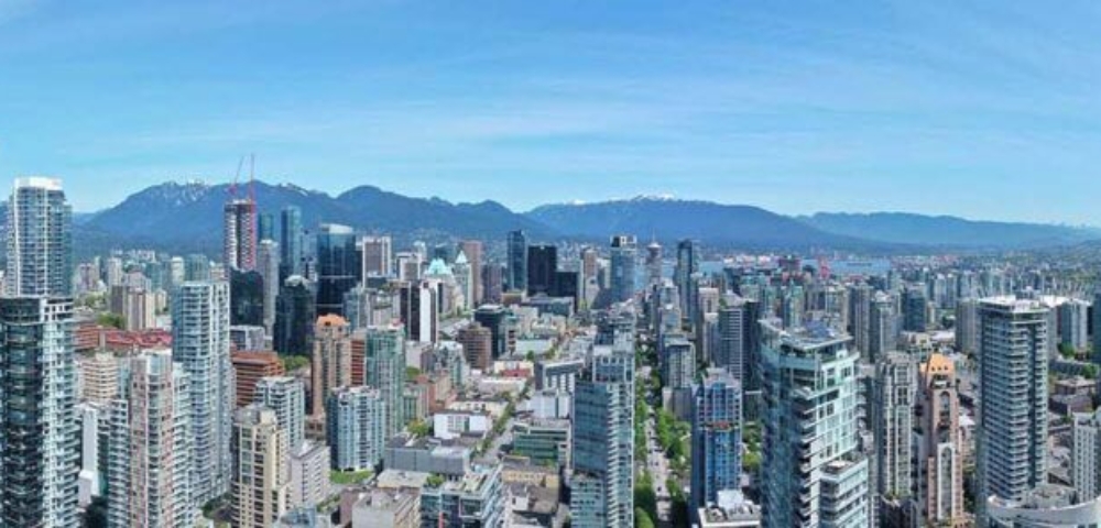 Aerial 360 future views Vancouver downtown