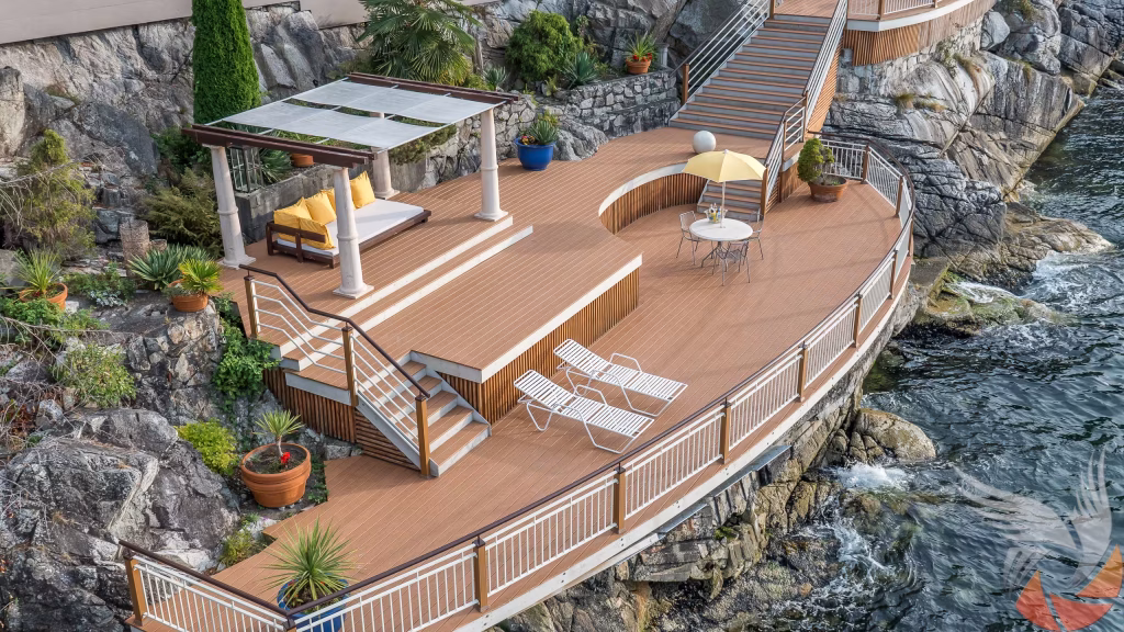 Aerial architecture ocean front lounge