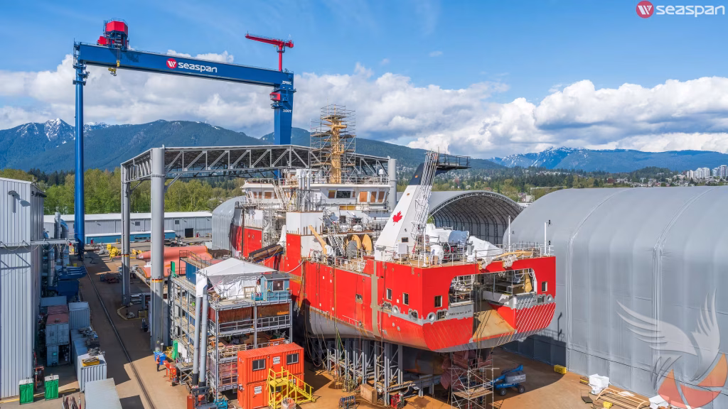 Aerial industrial ship building