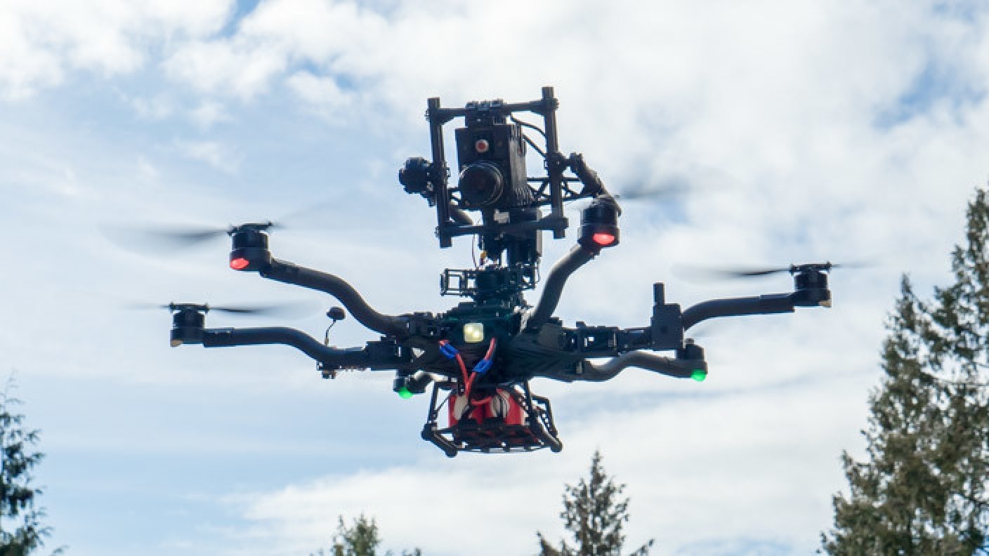 Drone top mounted red camera